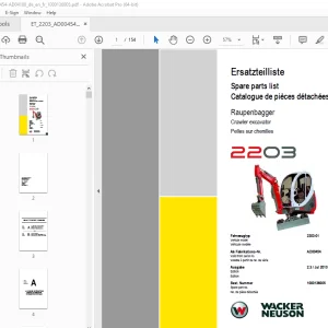 Wacker Neuson 2203 Crawler Excavator Parts Manual 1000136005 PDF