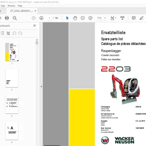 Wacker Neuson 2203 Crawler Excavator Parts Manual 1000148976 PDF