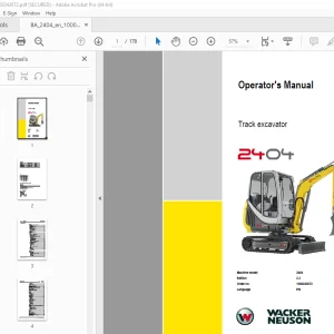 Wacker Neuson 2404 Track Excavator Operator's Manual 1000243672 PDF