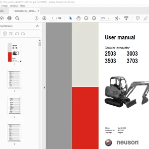 Wacker Neuson 2503 3003 3503 3703 Crawler Excavator User Manual 9707720 PDF