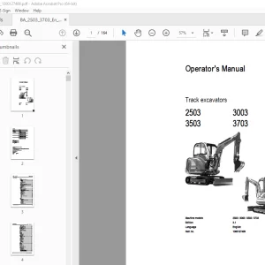 Wacker Neuson 2503 3003 3503 3703 Track Excavator Operator's Manual 1000127409 PDF