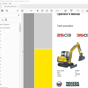 Wacker Neuson 2503 3503 Track Excavator Operator's Manual 1000188382 PDF