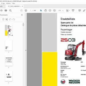 Wacker Neuson 2503 Crawler Excavator Parts Manual 1000015263 PDF