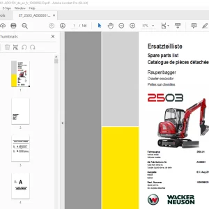 Wacker Neuson 2503 Crawler Excavator Parts Manual 1000099320 PDF