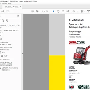 Wacker Neuson 2503 Crawler Excavator Parts Manual 1000128057 - PDF DOWNLOAD