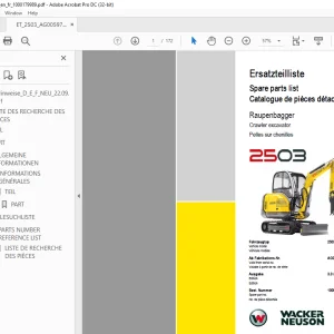 Wacker Neuson 2503 Crawler Excavator Parts Manual 1000179989 - PDF DOWNLOAD