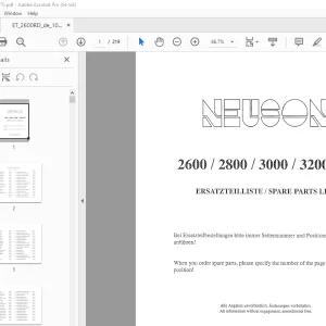 Wacker Neuson 2600 2800 3000 3200RD Excavator Ersatzteilliste 1000015270 PDF