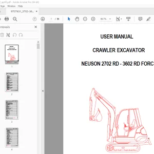 Wacker Neuson 2702 RD-3602 RD FORCE Crawler Excavator User Manual PDF