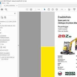 Wacker Neuson 28Z3 Crawler Excavator Parts Manual 1000177410 - PDF DOWNLOAD