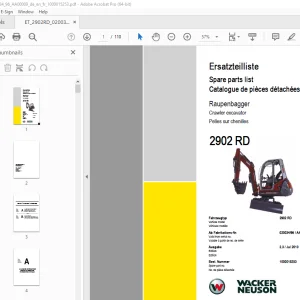 Wacker Neuson 2902 RD Crawler Excavator Parts Manual 1000015253 PDF