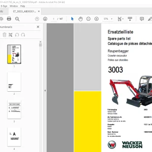 Wacker Neuson 3003 Crawler Excavator Parts Manual 1000015264 PDF