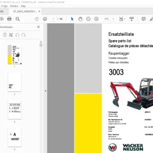 Wacker Neuson 3003 Crawler Excavator Parts Manual 1000099323 PDF