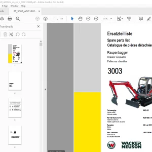 Wacker Neuson 3003 Crawler Excavator Parts Manual 1000128060 PDF