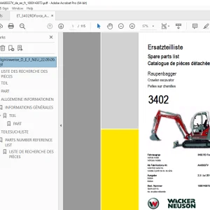 Wacker Neuson 3402 Crawler Excavator Parts Manual 1000143073 PDF