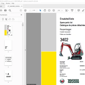 Wacker Neuson 3402 Crawler Excavator Parts Manual 1000234966 PDF