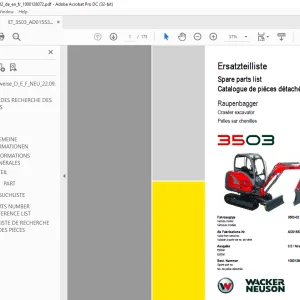 Wacker Neuson 3503 Crawler Excavator Parts Manual 1000128072 - PDF DOWNLOAD