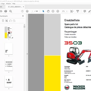 Wacker Neuson 3503 Crawler Excavator Parts Manual 1000142100 PDF