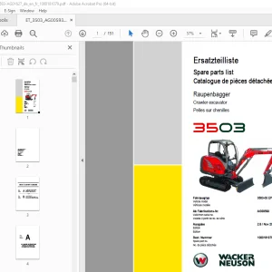 Wacker Neuson 3503 Crawler Excavator Parts Manual 1000181079 PDF