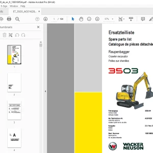 Wacker Neuson 3503 Crawler Excavator Parts Manual 1000189534 PDF