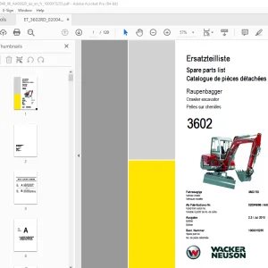 Wacker Neuson 3602 Crawler Excavator Parts Manual 1000015255 PDF