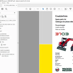 Wacker Neuson 3703 Crawler Excavator Parts Manual 1000128077 - PDF DOWNLOAD
