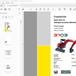 Wacker Neuson 3703 Crawler Excavator Parts Manual 1000133029 PDF