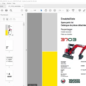 Wacker Neuson 3703 Crawler Excavator Parts Manual 1000181247 PDF