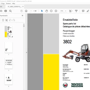 Wacker Neuson 3802 Crawler Excavator Parts Manual 1000081314 - PDF DOWNLOAD 