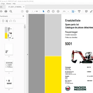 Wacker Neuson 5001 Crawler Excavator Parts Manual 1000015257 PDF