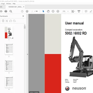 Wacker Neuson 5002 6002 Compact Excavator User Manual 9707654 PDF