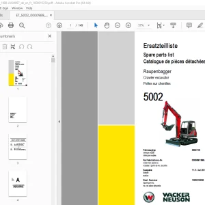 Wacker Neuson 5002 Crawler Excavator Parts Manual 1000015258 - PDF DOWNLOAD 