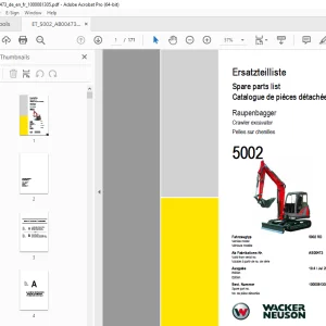 Wacker Neuson 5002 Crawler Excavator Parts Manual 1000081305 PDF