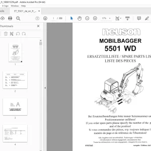 Wacker Neuson 5501 WD Excavator Parts Manual 1000015259 PDF
