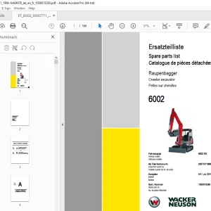 Wacker Neuson 6002 Crawler Excavator Parts Manual 1000015260 PDF  
