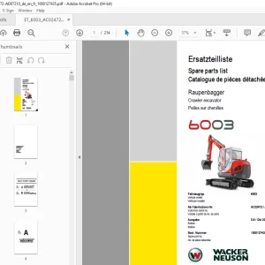 Wacker Neuson 6003 Crawler Excavator Parts Manual 1000127435 PDF