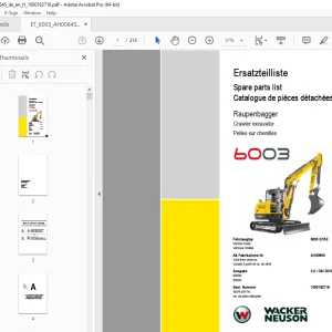 Wacker Neuson 6003 Crawler Excavator Parts Manual 1000182716 PDF