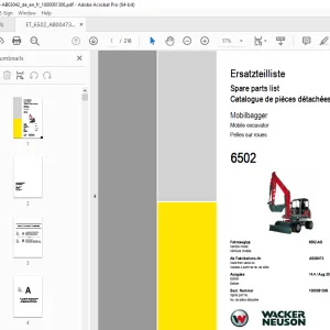 Wacker Neuson 6502 Mobile Excavator Parts Manual 1000081306 PDF