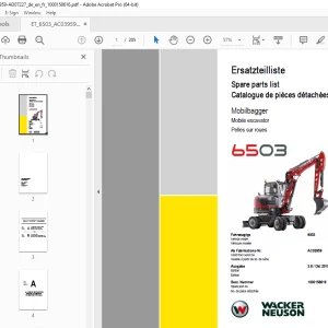 Wacker Neuson 6503 Mobile Excavator Parts Manual 1000158616 - PDF DOWNLOAD 