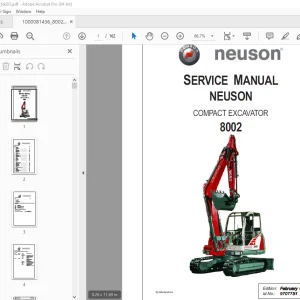 Wacker Neuson 8002 Compact Excavator Service Manual 9707751 PDF