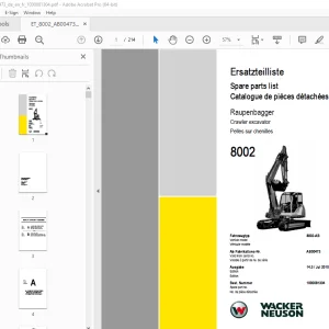 Wacker Neuson 8002 Crawler Excavator Parts Manual 1000081304 PDF