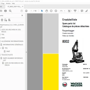 Wacker Neuson 8002 Crawler Excavator Parts Manual - PDF DOWNLOAD 