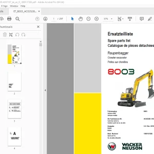 Wacker Neuson 8003 Crawler Excavator Parts Manual - PDF DOWNLOAD 