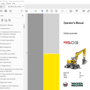 Wacker Neuson 9503 Mobile Excavator Operator's Manual 1000171927 PDF