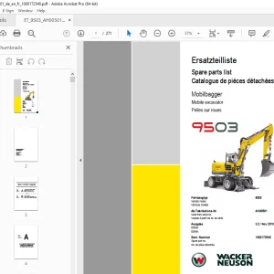 Wacker Neuson 9503 Mobile Excavator Parts Manual 1000172540 PDF