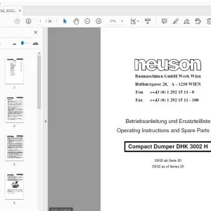 Wacker Neuson Compact Dumper DHK 3002 H Operating Instructions & Parts Manual - PDF DOWNLOAD