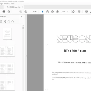 Wacker Neuson RD1200 RD1501 Excavator Ersatzteilliste 1000015268 PDF
