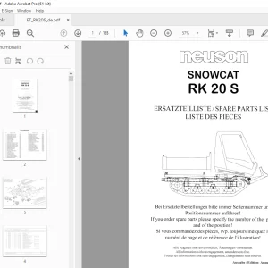 Wacker Neuson RK 20 S Snowcat Ersatzteileliste - PDF DOWNLOAD 