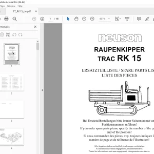 Wacker Neuson TRAC RK 15 Raupenkipper Ersatzteilliste - PDF DOWNLOAD 