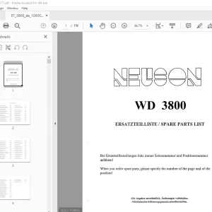 Wacker Neuson WD 3800 Excavator Ersatzteilliste 1000015271 - PDF DOWNLOAD 