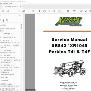 Xtreme Forklift XR842 XR1045 Perkins T4i & T4F Service Manual - PDF DOWNLOAD